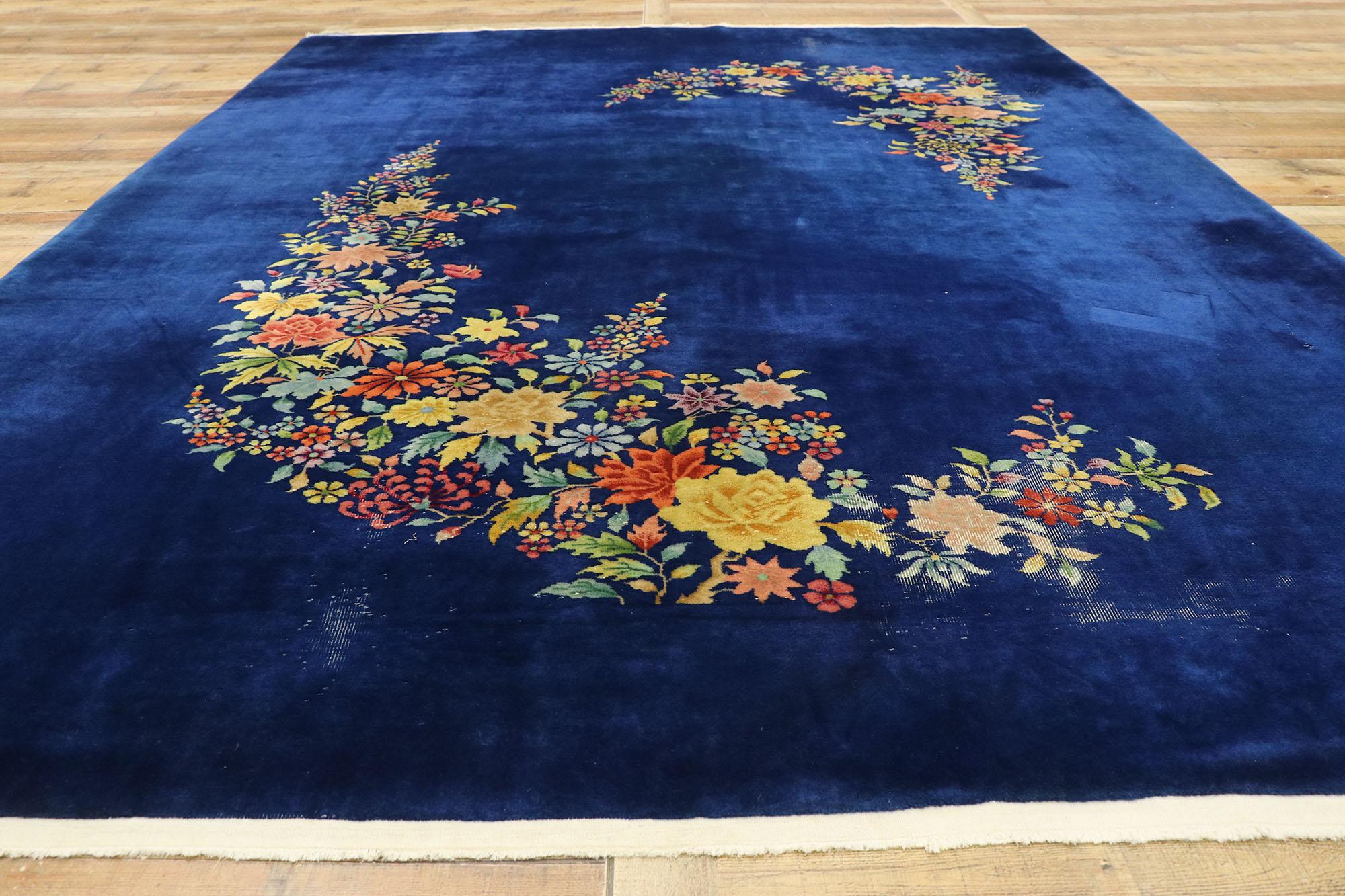 Wool Antique Chinese Art Deco Rug with Jazz Age Style Inspired by Walter Nichols