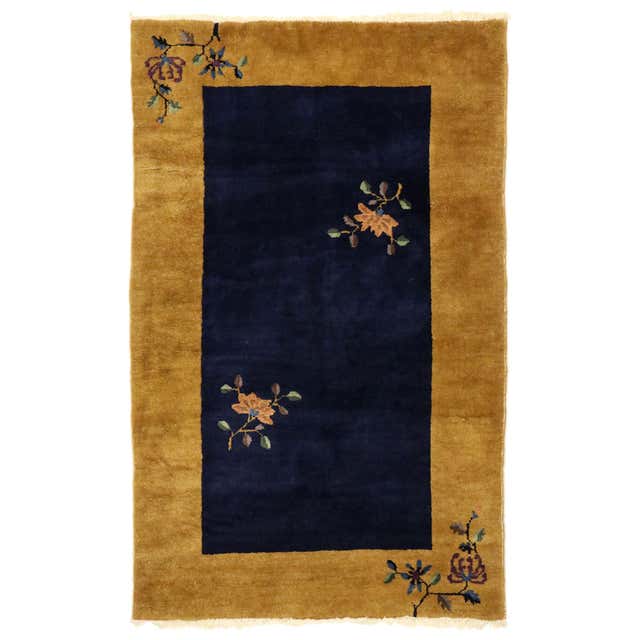 Antique Chinese Rug with Brocade Pattern at 1stDibs