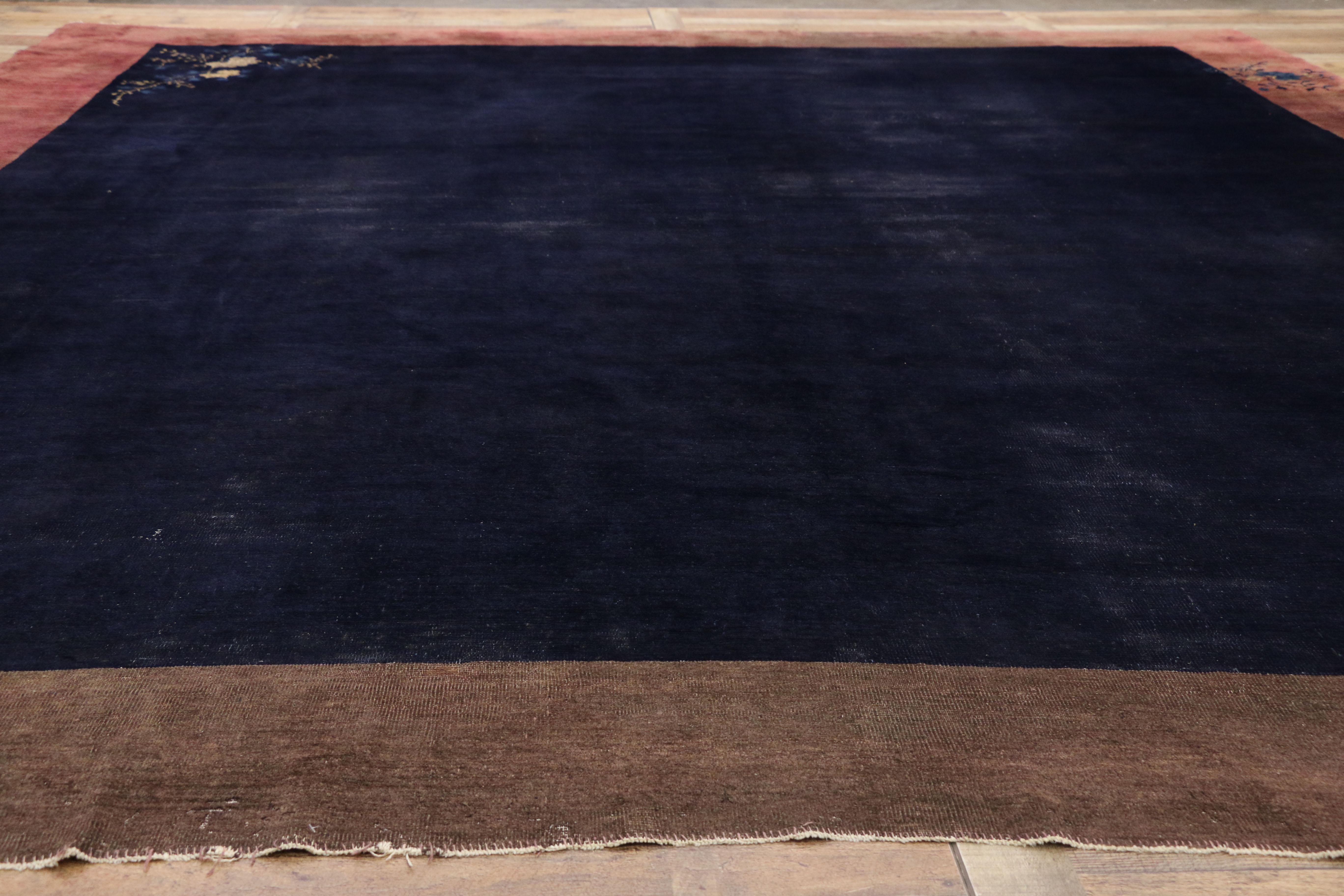 Antique Chinese Art Deco Rug with Minimalist Qing Style 1