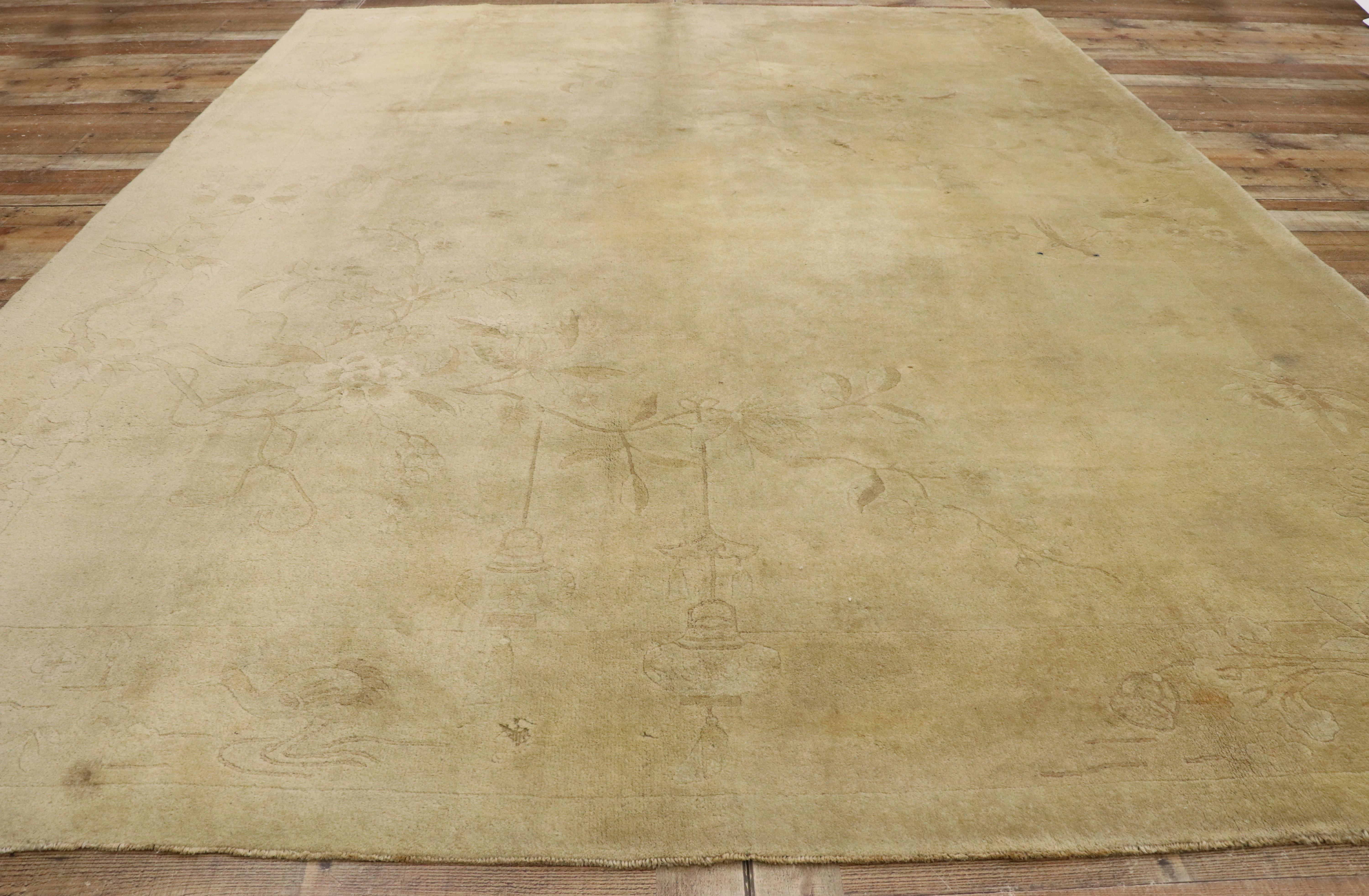 Antique Chinese Art Deco Rug with Minimalist Style 1