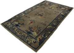 Antique Chinese Art Deco Rug with Pictorial Design