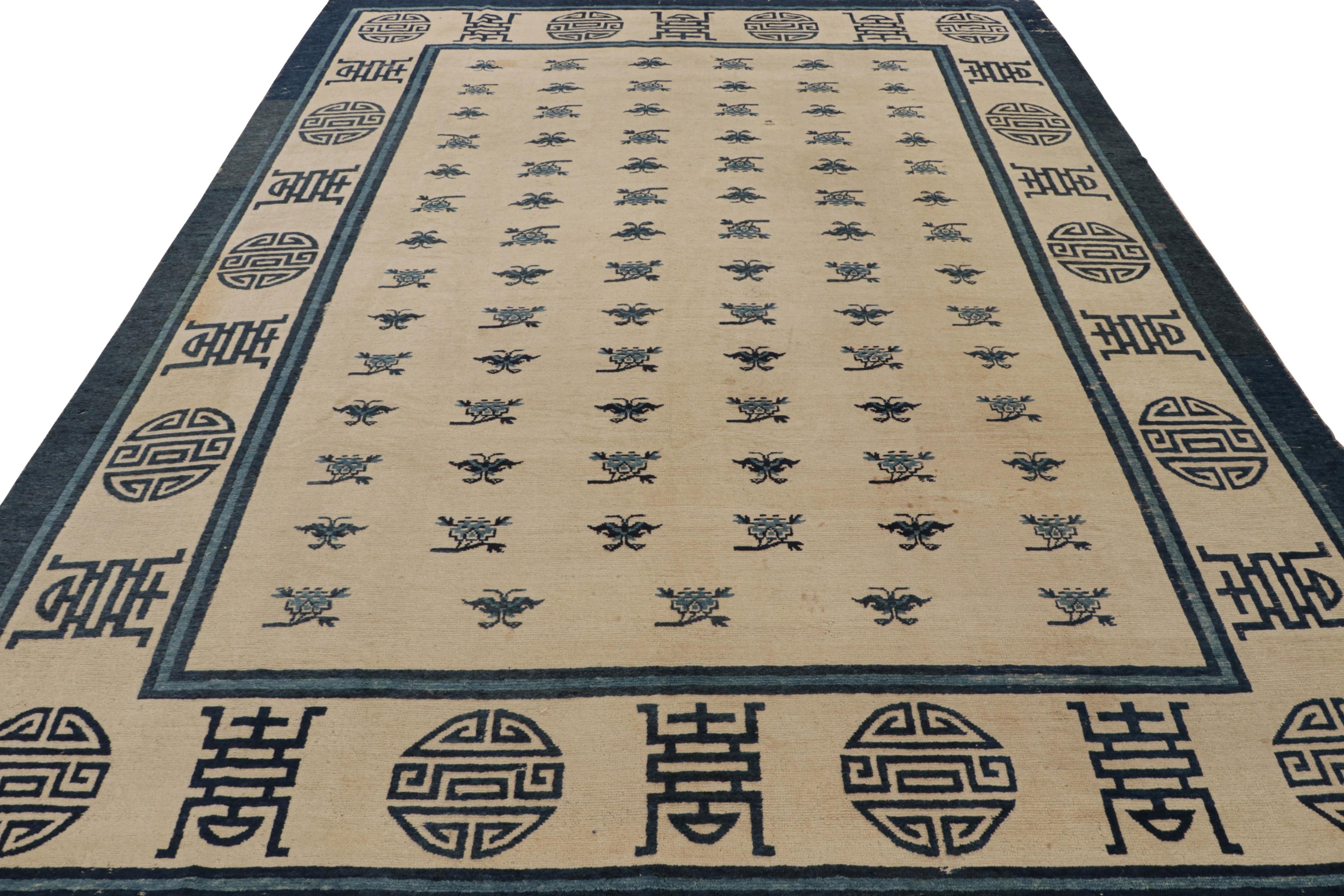 Hand-Knotted Antique Chinese Art Deco Rug with Pictorials and Floral Pattern from Rug & Kilim