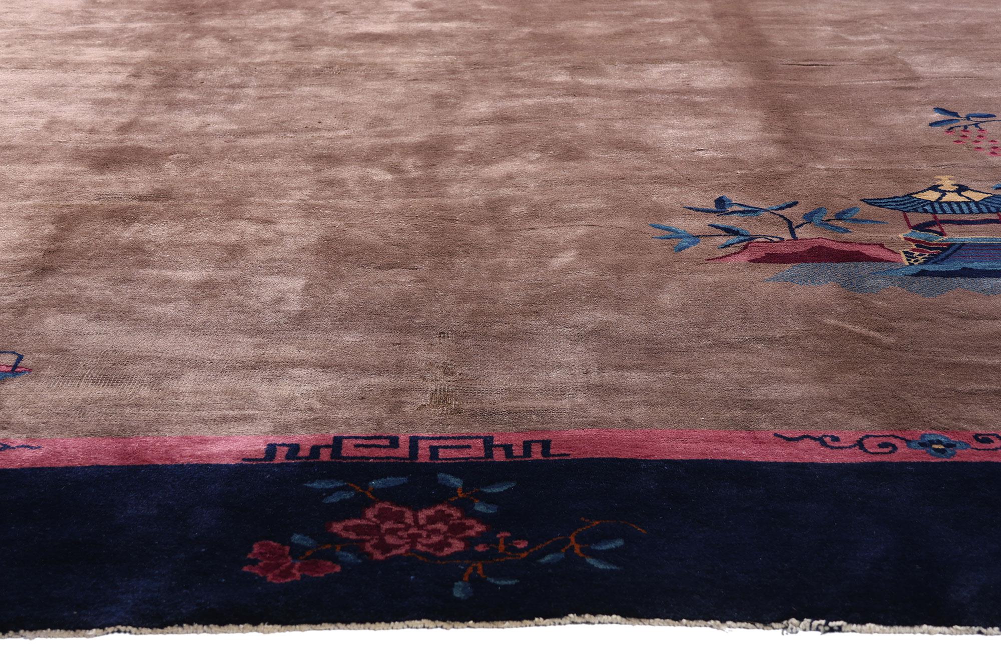 20th Century Antique Chinese Art Deco Rug with Traditional Style For Sale