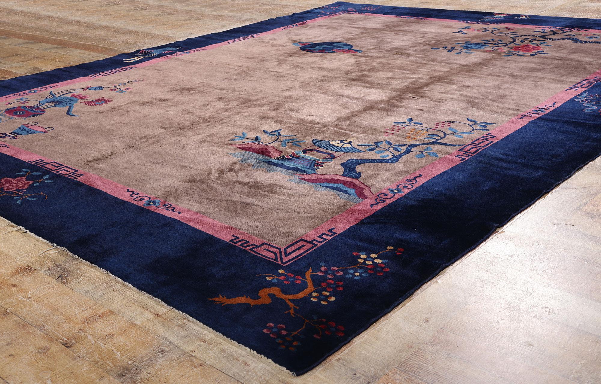 Antique Chinese Art Deco Rug with Traditional Style For Sale 3