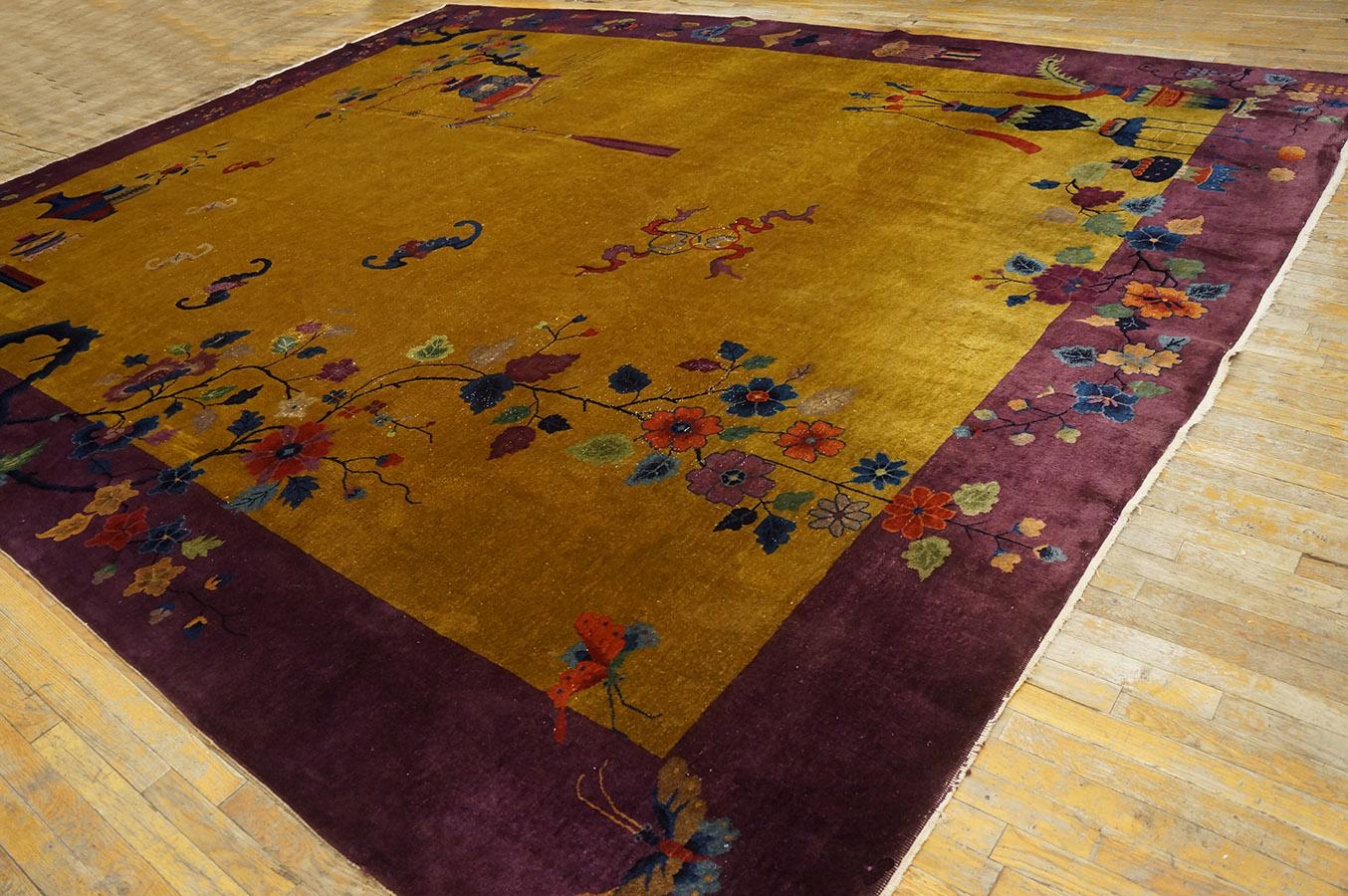 Hand-Knotted 1920s Chinese Art Deco Carpet by Nichols Workshop ( 11'10