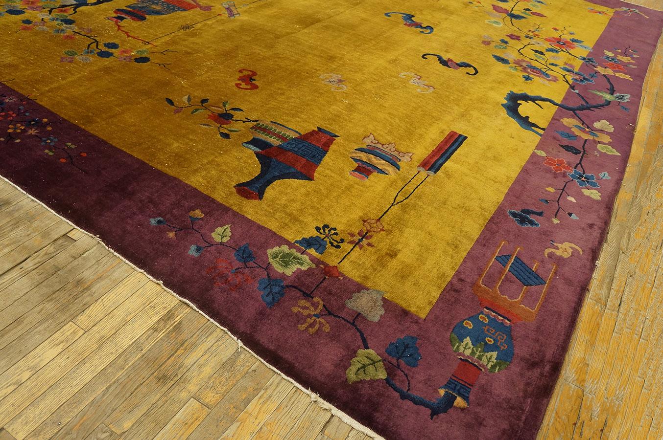 Wool 1920s Chinese Art Deco Carpet by Nichols Workshop ( 11'10