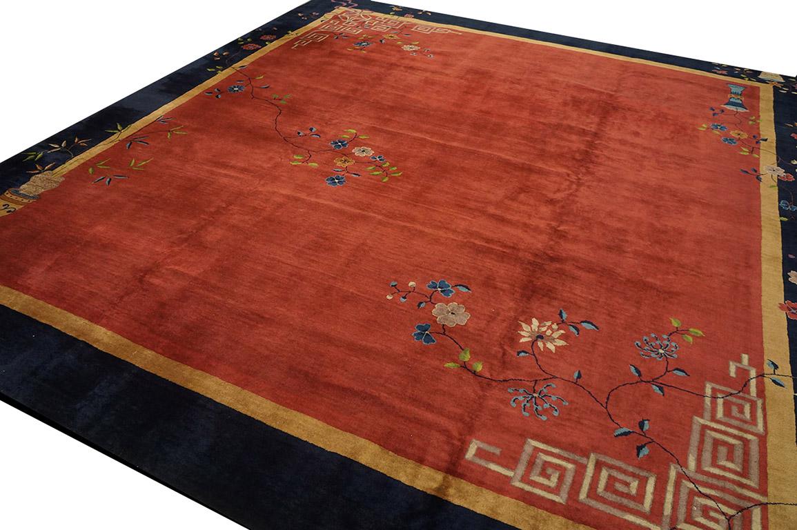 Hand-Knotted 1920s Chinese Art Deco Carpet ( 12' x 13' 6