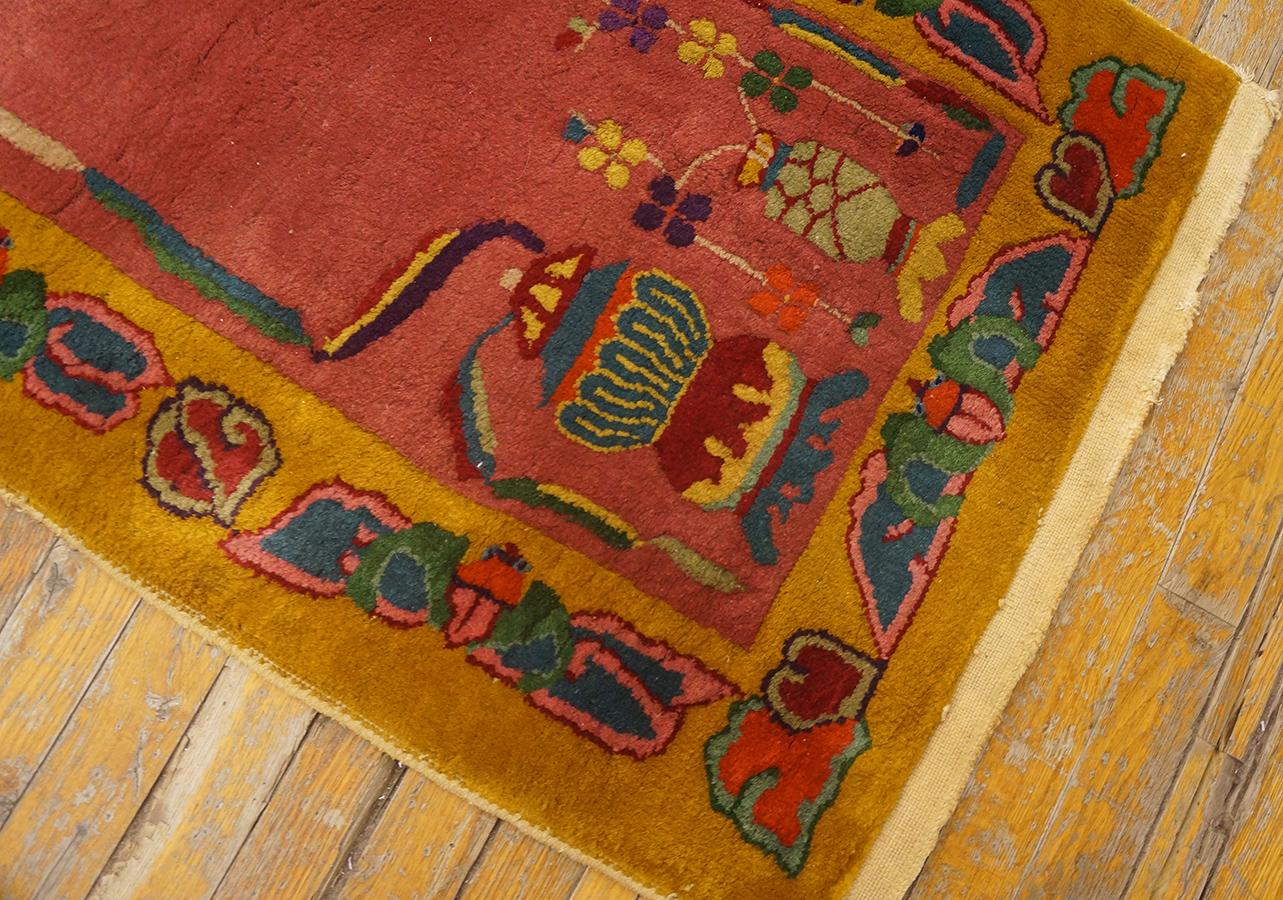 Early 20th Century 1920s Chinese Art Deco Carpet ( 2' 1'' x 3' 3'' - 63 x 99 cm ) For Sale