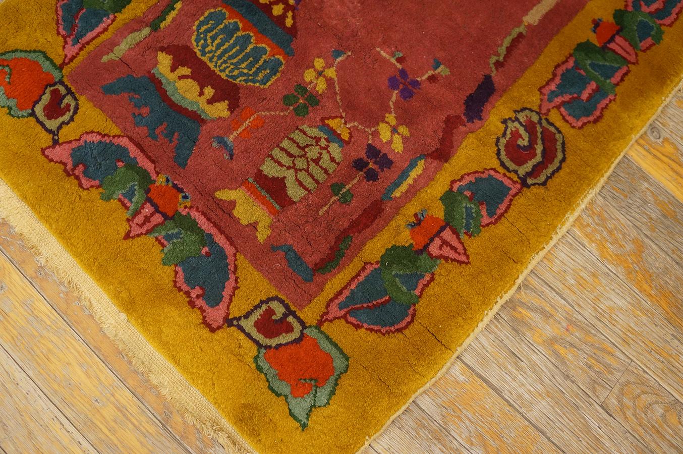 1920s Chinese Art Deco Carpet ( 2' 1'' x 3' 3'' - 63 x 99 cm ) For Sale 1