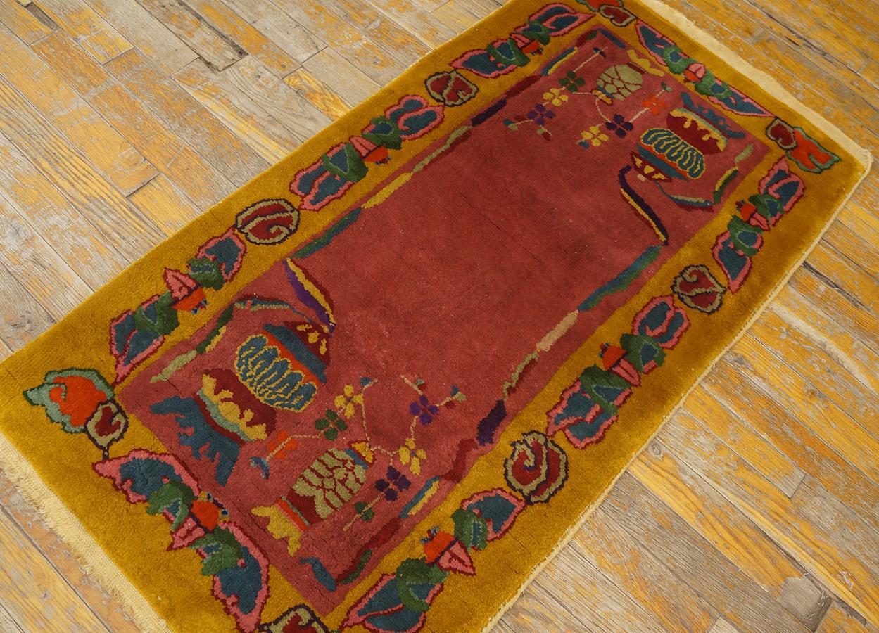 1920s Chinese Art Deco Carpet ( 2' 1'' x 3' 3'' - 63 x 99 cm ) For Sale 3