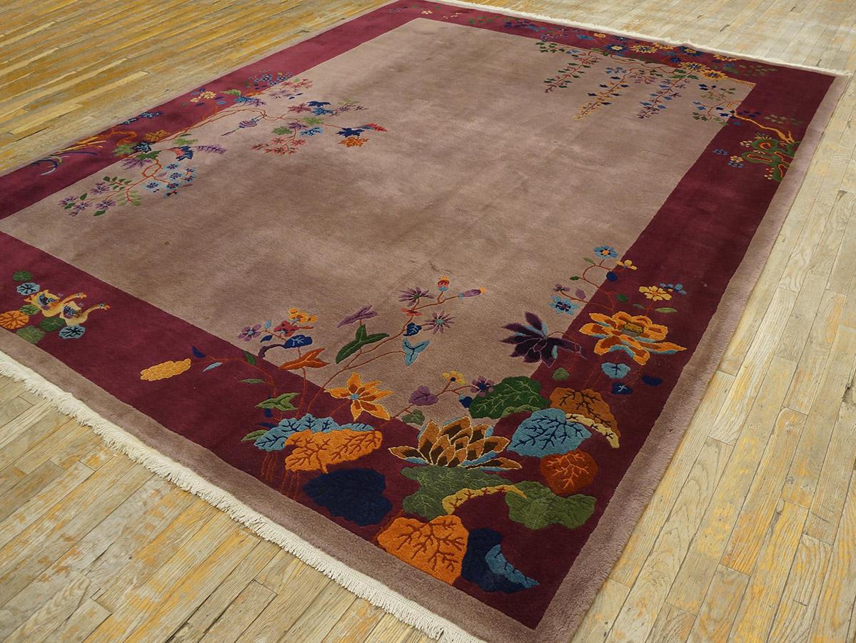 Early 20th Century 1920s Chinese Art Deco Carpet ( 8'  x 9' 9'' - 245 x 297 cm ) For Sale