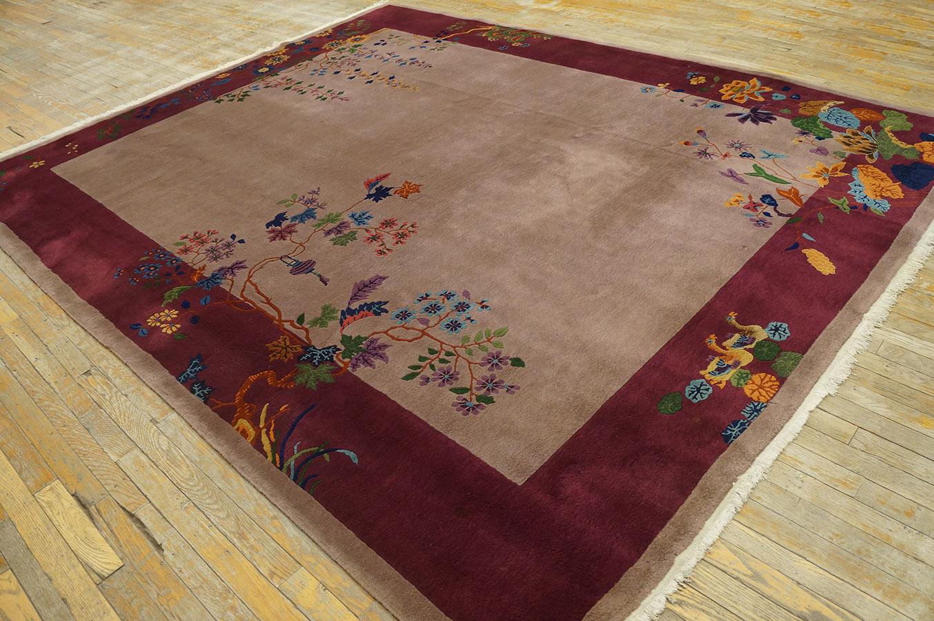 Wool 1920s Chinese Art Deco Carpet ( 8'  x 9' 9'' - 245 x 297 cm ) For Sale