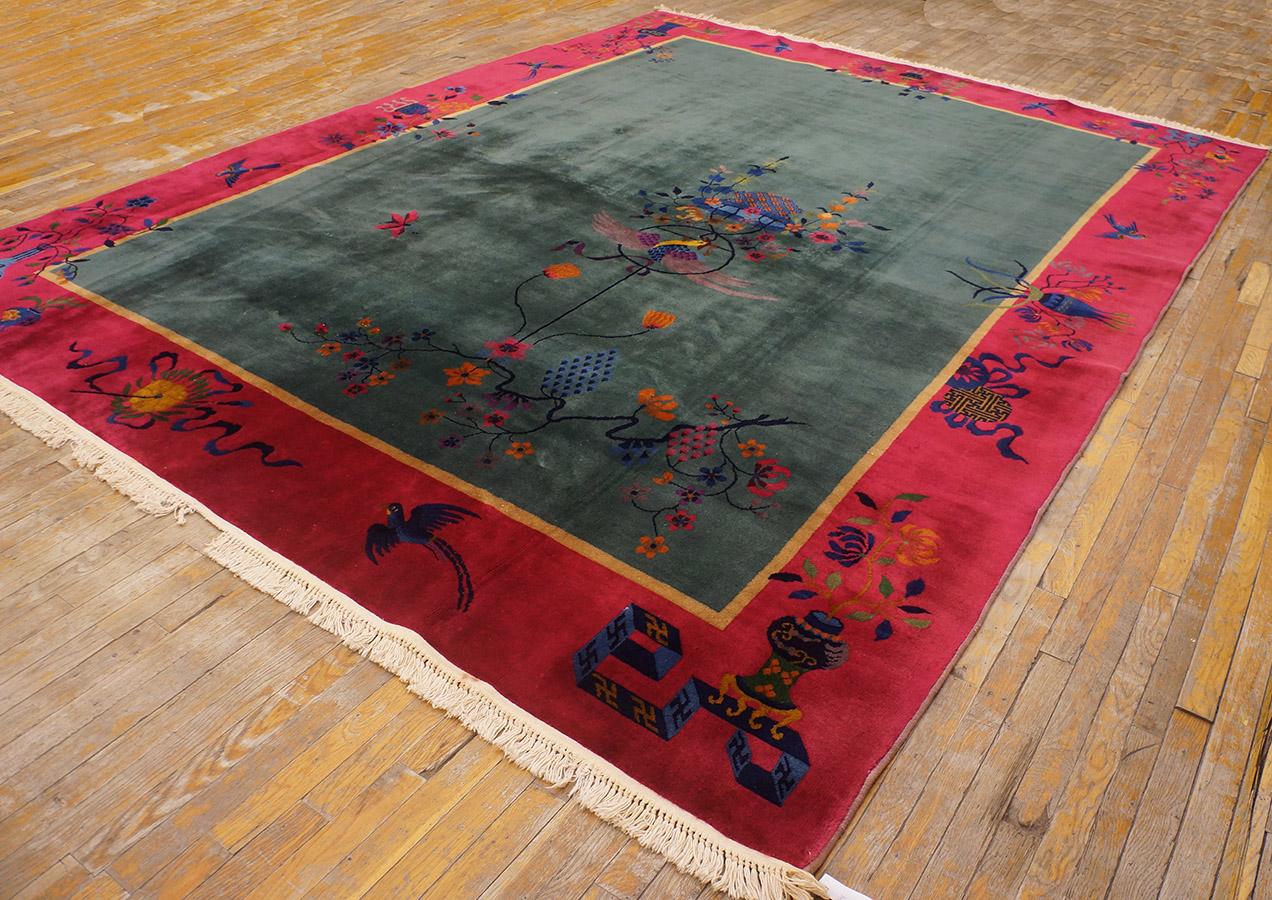 Hand-Knotted 1920s Chinese Art Deco Carpet (  8'10'' x 11'6'' - 270 x 350 ) For Sale