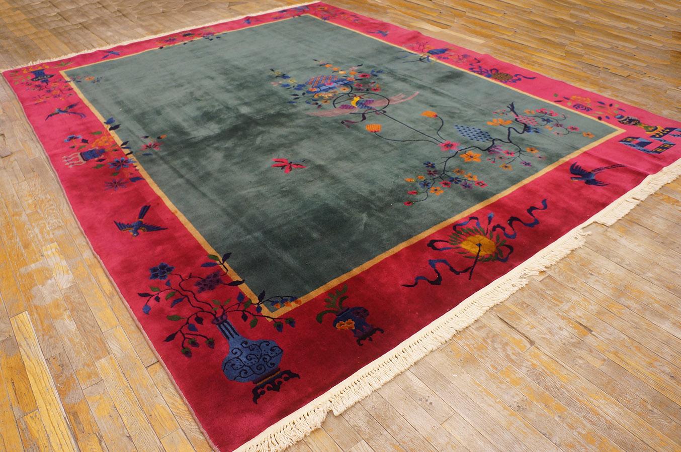 1920s Chinese Art Deco Carpet (  8'10'' x 11'6'' - 270 x 350 ) In Good Condition For Sale In New York, NY
