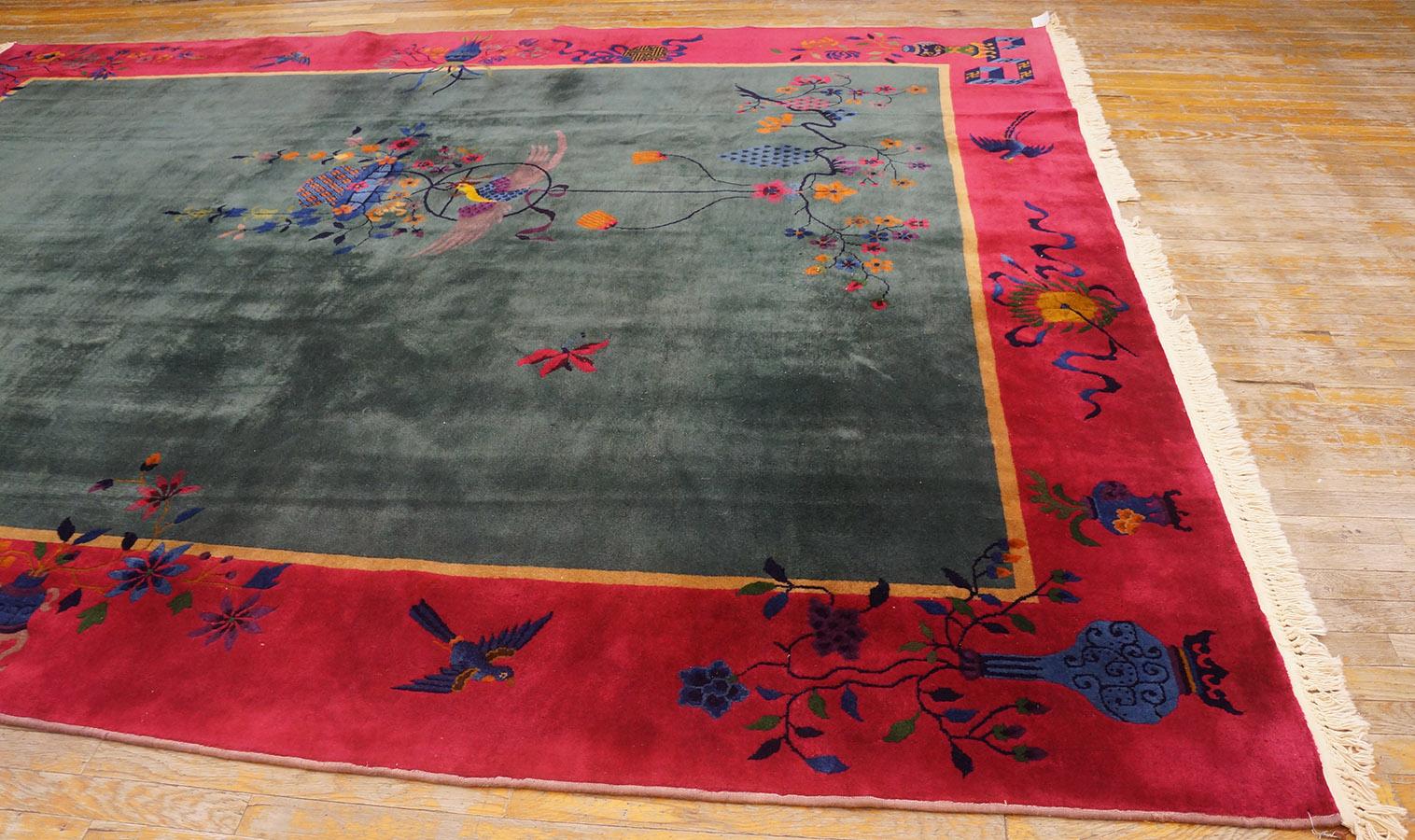 Early 20th Century 1920s Chinese Art Deco Carpet (  8'10'' x 11'6'' - 270 x 350 ) For Sale