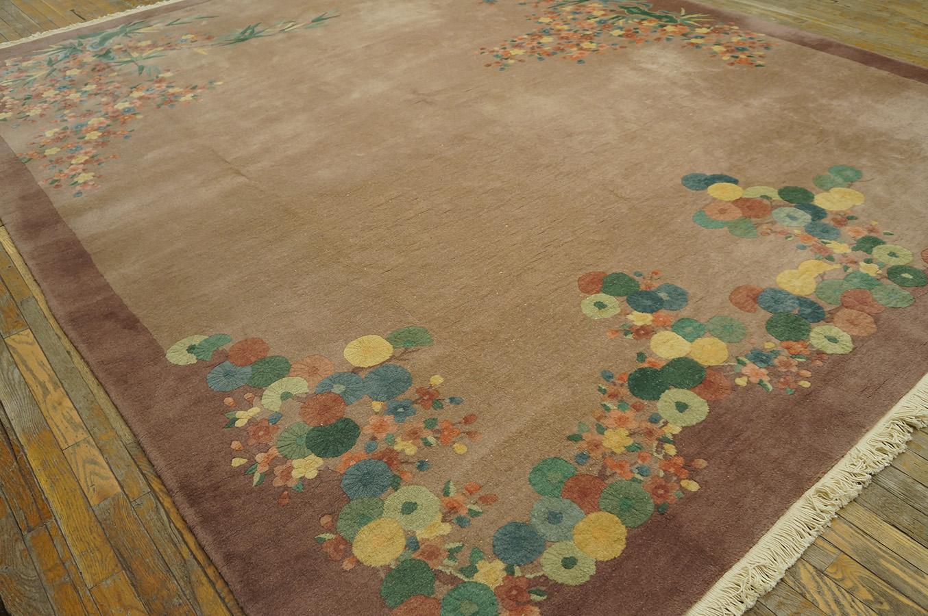 1920s Chinese Art Deco Carpet ( 8'10'' x 11'8'' - 270 x 355 ) For Sale 5