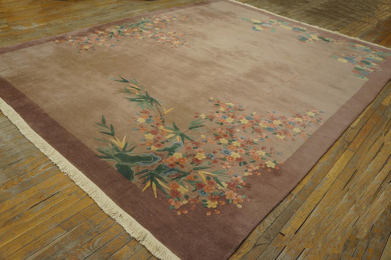 Hand-Knotted 1920s Chinese Art Deco Carpet ( 8'10'' x 11'8'' - 270 x 355 ) For Sale