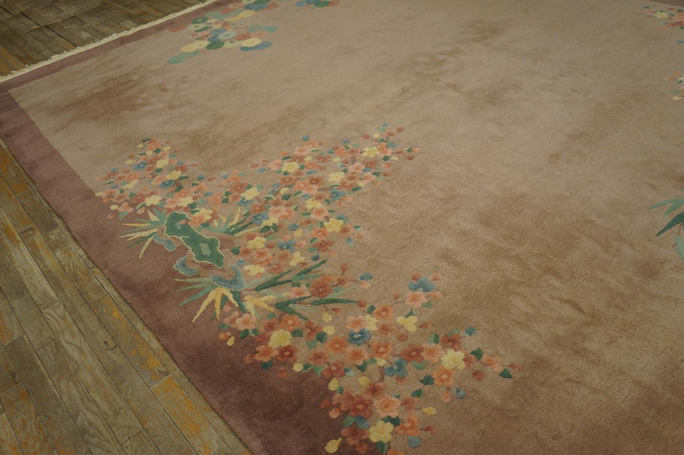 Noué à la main Tapis Art Déco chinois des années 1920 ( 8''10'''' x 11''8'''' - 270 x 355 ) en vente