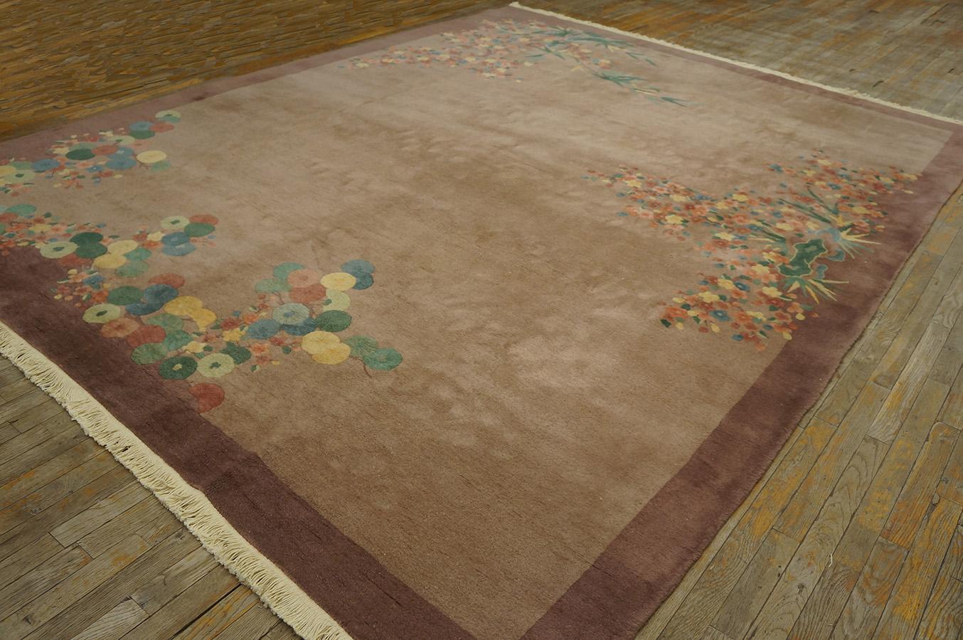 Tapis Art Déco chinois des années 1920 ( 8''10'''' x 11''8'''' - 270 x 355 ) Bon état - En vente à New York, NY