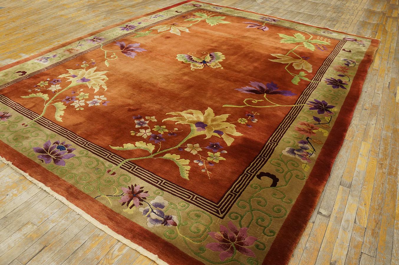 Hand-Knotted 1920s  Chinese Art Deco Carpet ( 8'9'' x 11'6'' - 267 x 350 ) For Sale