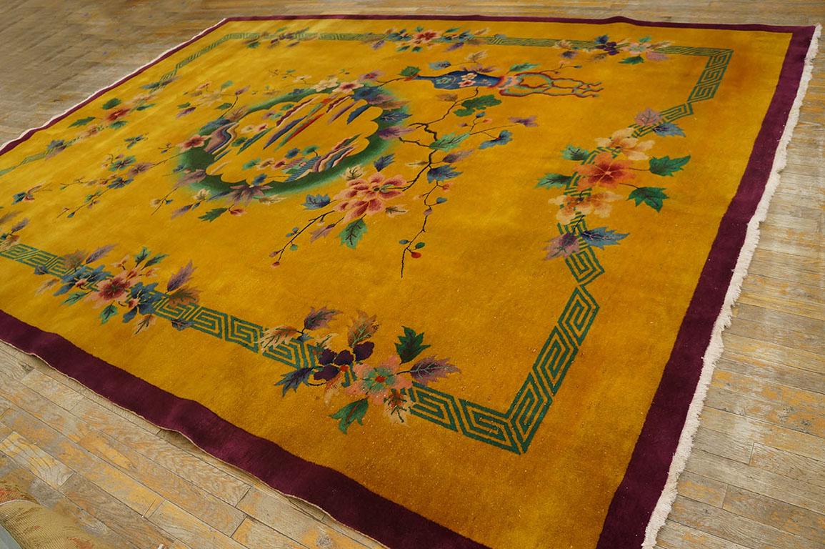 1920s Chinese Art Deco Carpet ( 9' x 11' - 275 360 cm )  In Good Condition For Sale In New York, NY