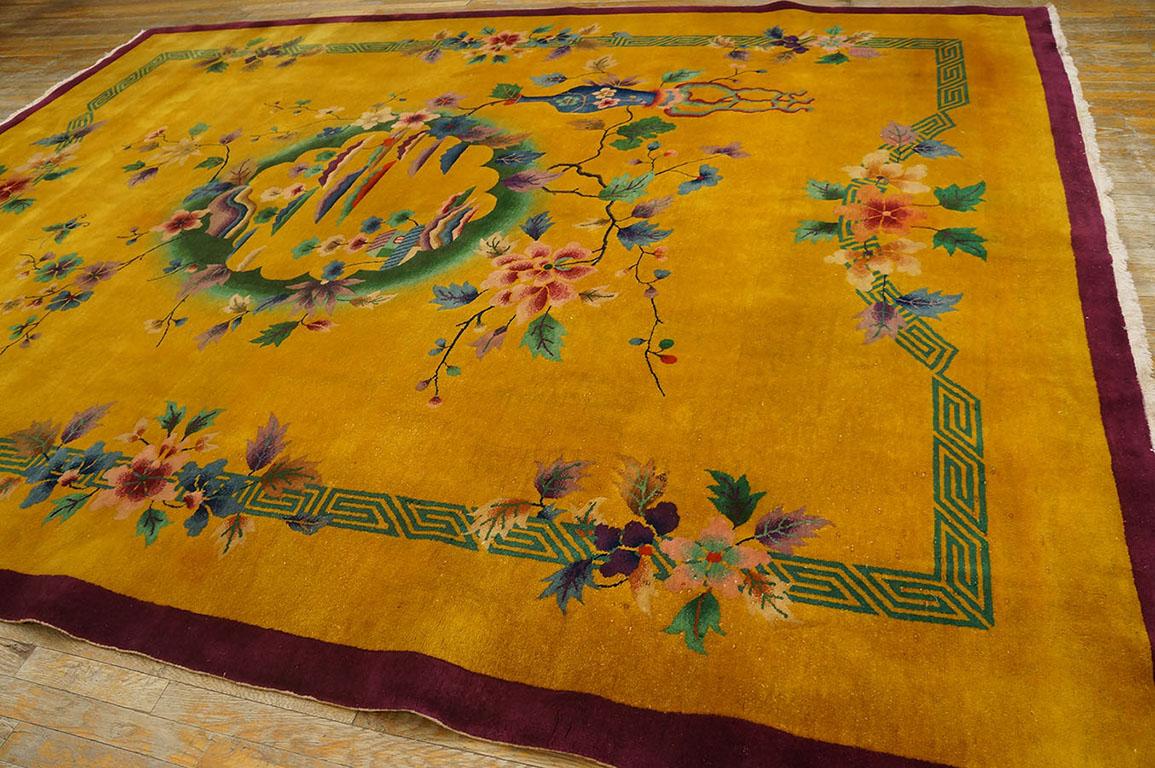 Early 20th Century 1920s Chinese Art Deco Carpet ( 9' x 11' - 275 360 cm )  For Sale