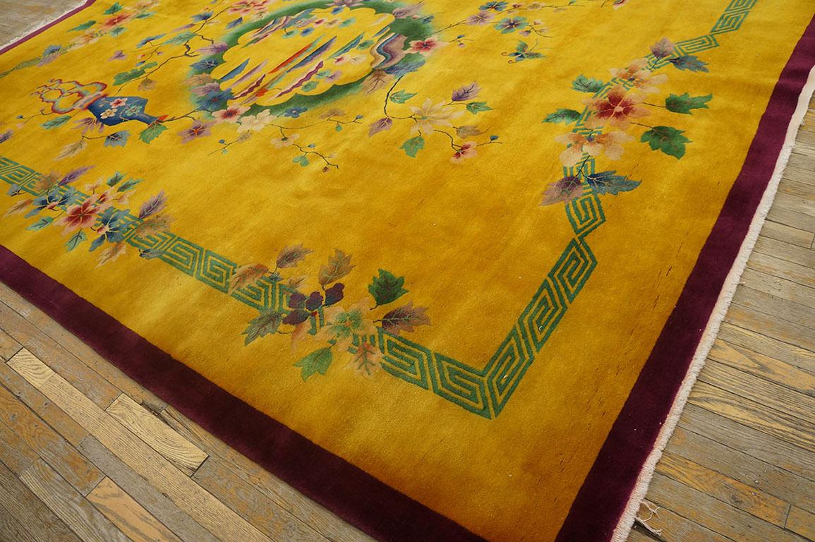 Wool 1920s Chinese Art Deco Carpet ( 9' x 11' - 275 360 cm )  For Sale