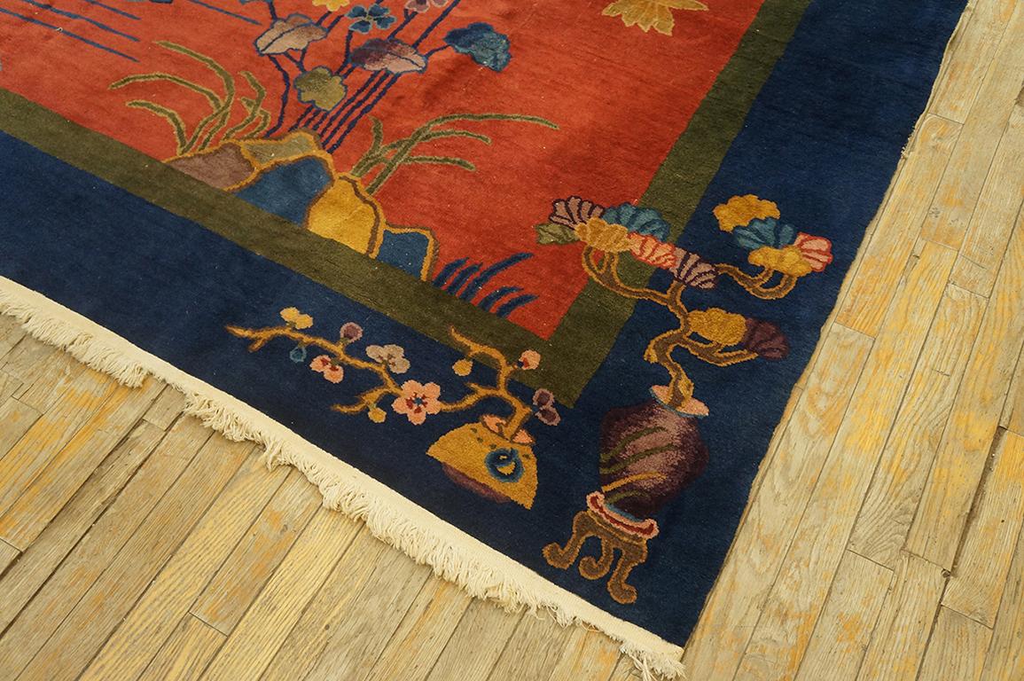 Early 20th Century 1920s Chinese Art Deco Carpet ( 9' x 11'10