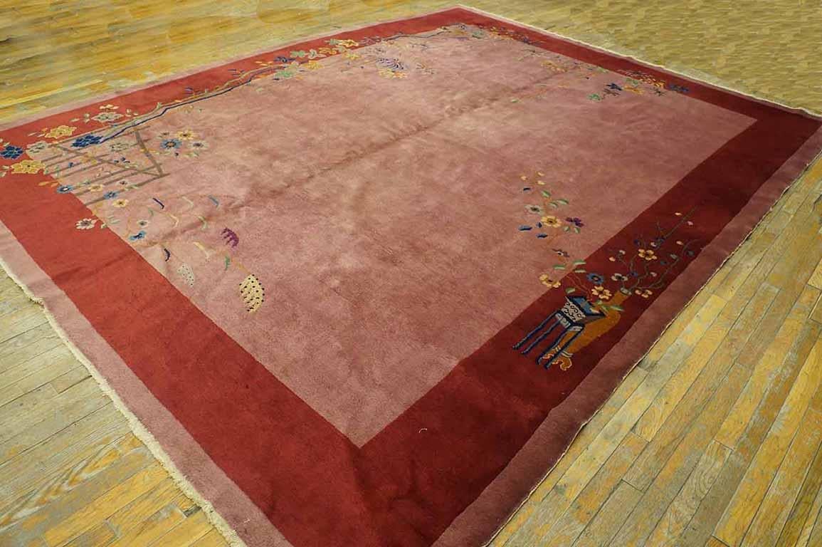 Hand-Knotted 1920s Chinese Art Deco Carpet ( 9'  x 11' 7