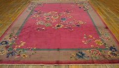Captivating Large Central Bouquet in a Pink Ground Antique Chinese Art Deco Rug