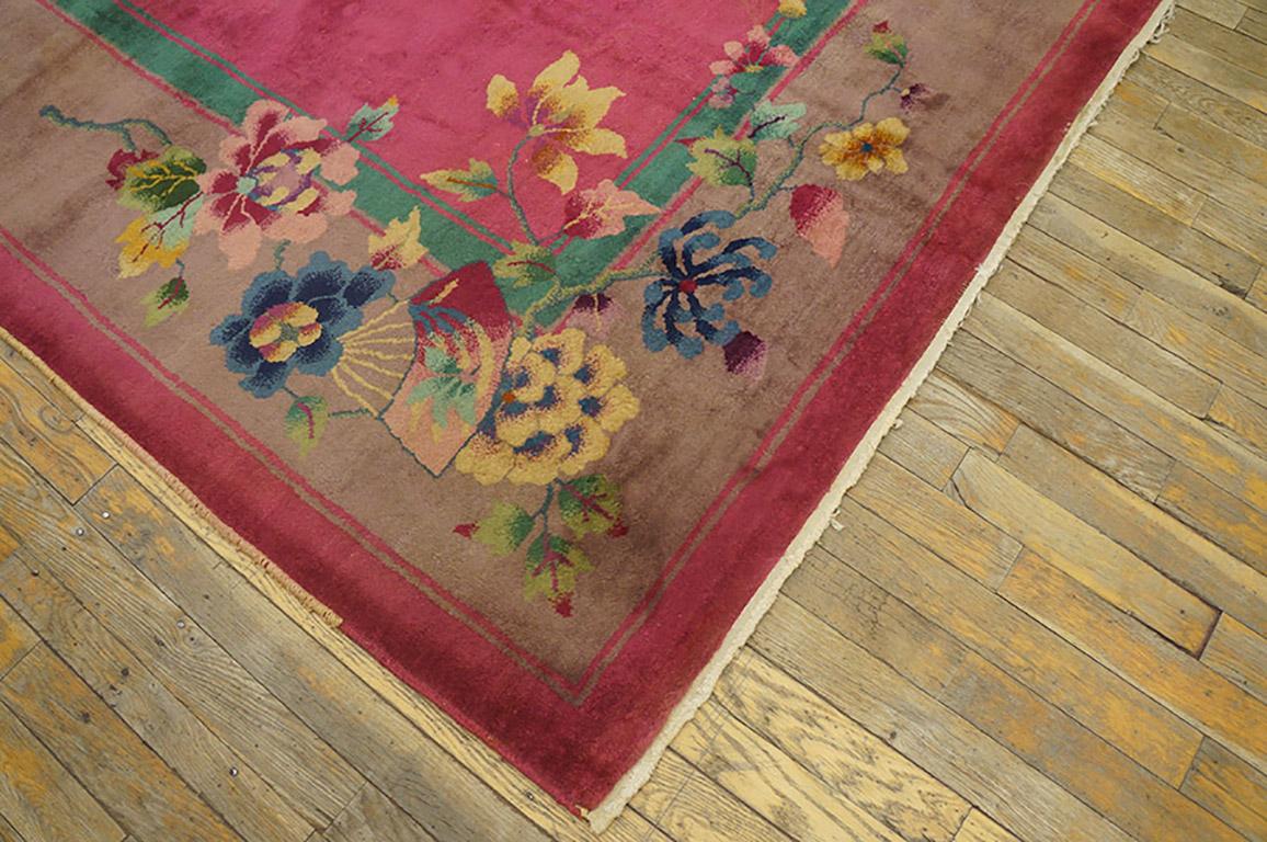 Hand-Knotted Antique Chinese Art Deco Rug 9'0