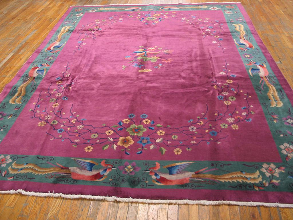 Hand-Knotted Antique Chinese Art Deco Rugs  For Sale