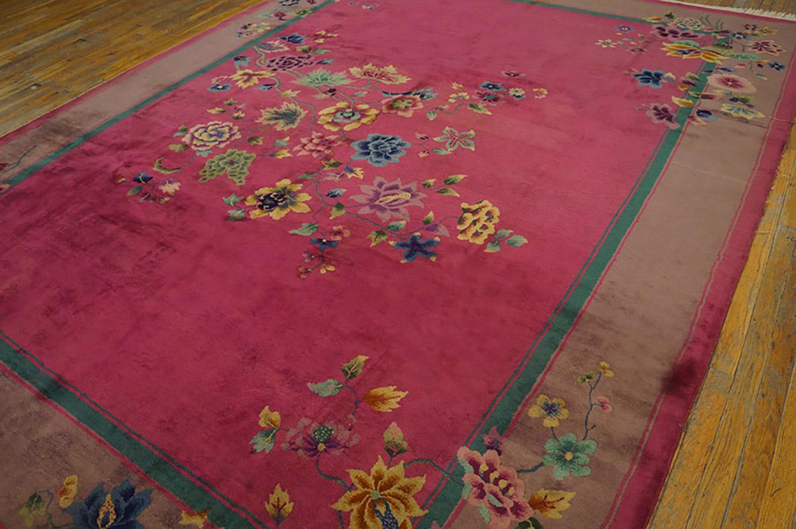Wool Antique Chinese Art Deco Rug 9'0