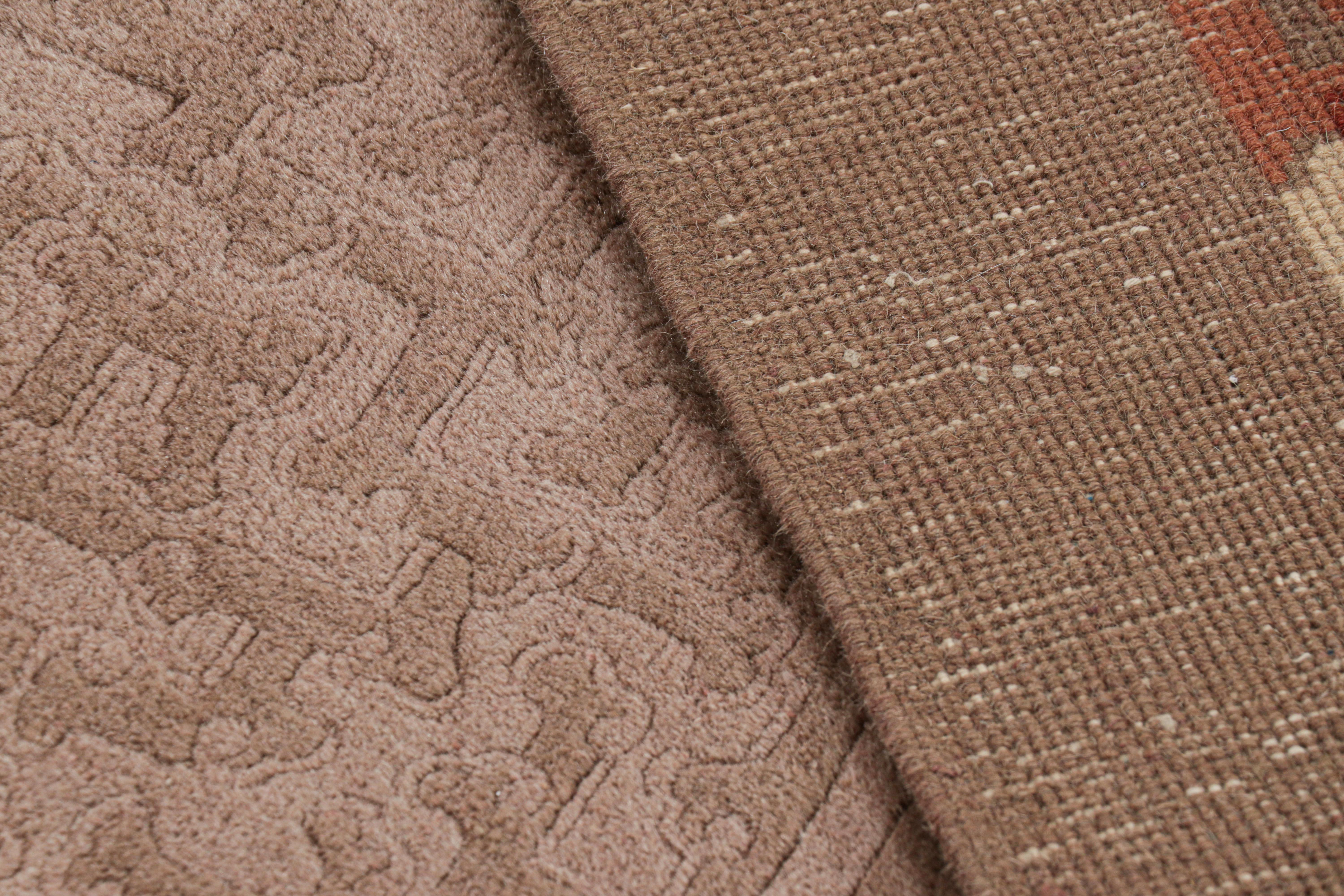 Lana Tappeto antico cinese in stile Art Deco di colore beige, con motivi, da Rug & Kilim in vendita