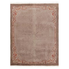 Alfombra antigua china de estilo Art Déco en beige, con dibujos, de Rug & Kilim