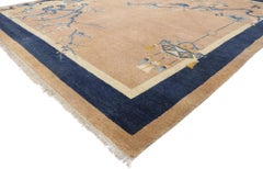 Antique Chinese Art Deo Pictorial Rug with Chinoiserie Style