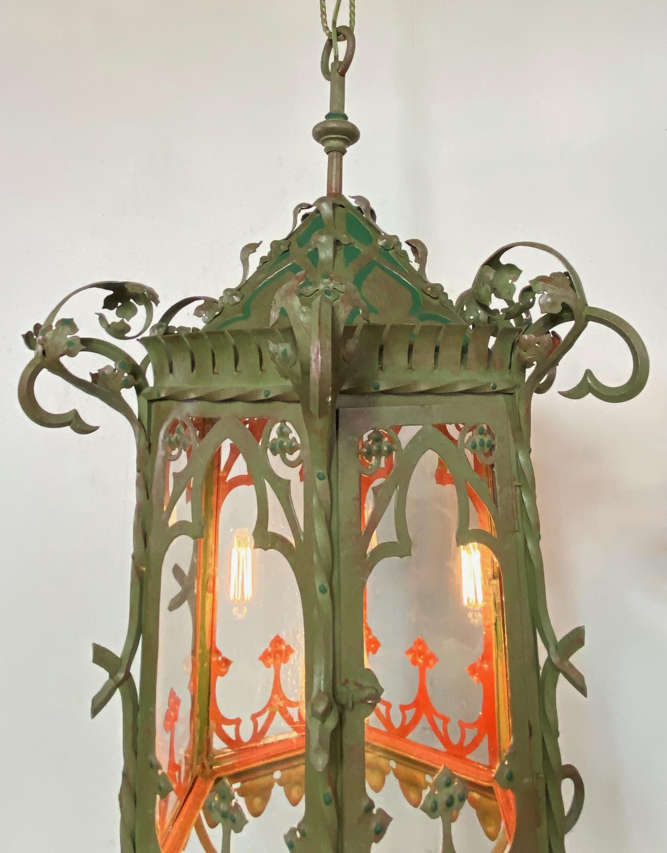 20th Century Antique Asian Inspired Iron and Steel Lantern For Sale