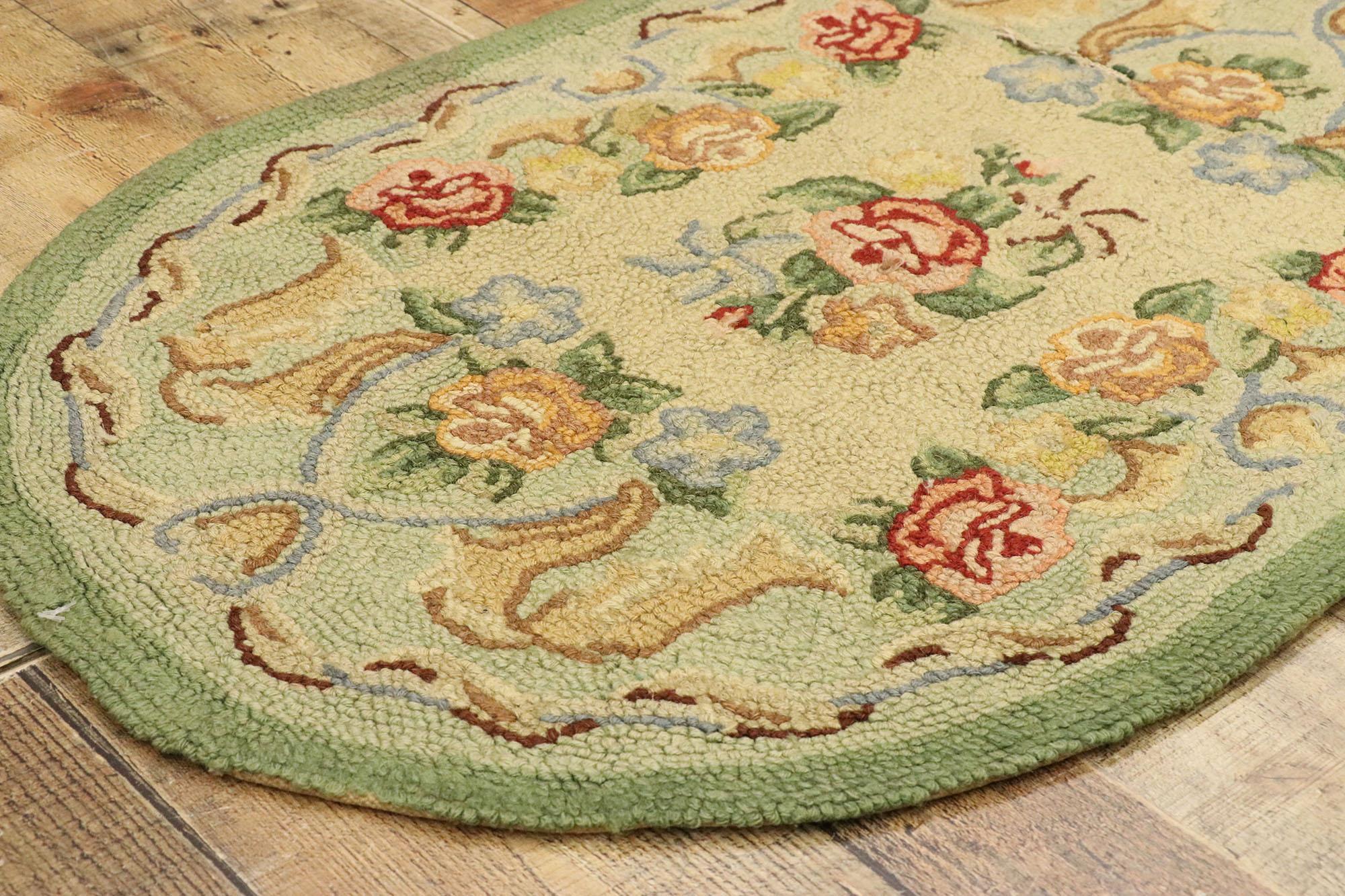 20th Century Antique Chinese Aubusson Floral Hooked Rug For Sale