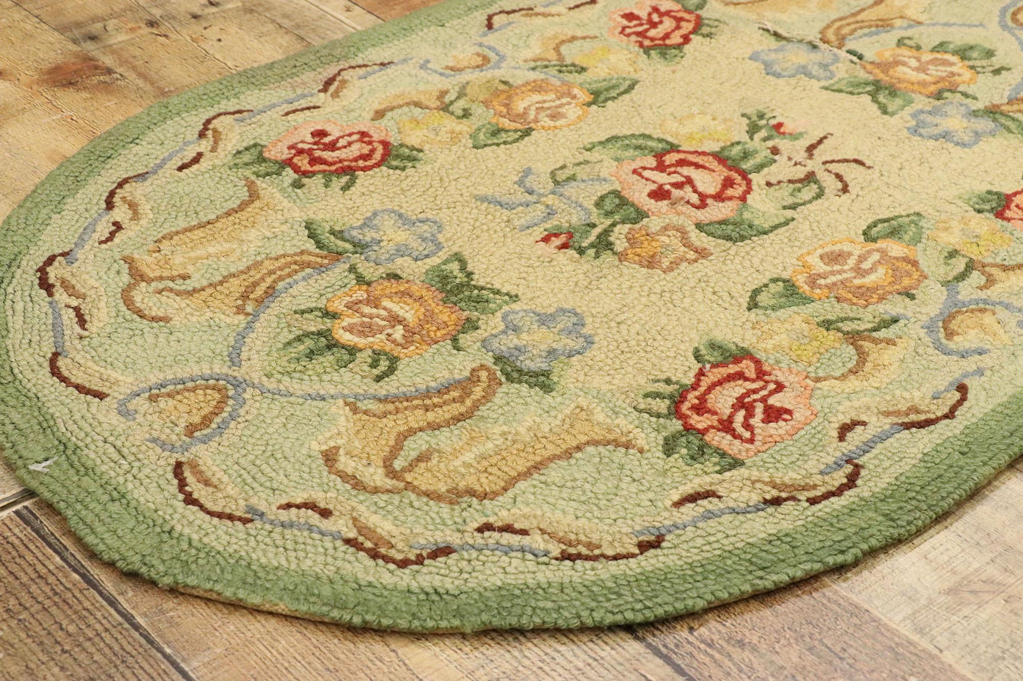 Alfombra china antigua Aubusson con ganchos florales en Bueno estado para la venta en Dallas, TX