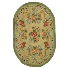 Antique Chinese Aubusson Floral Hooked Rug