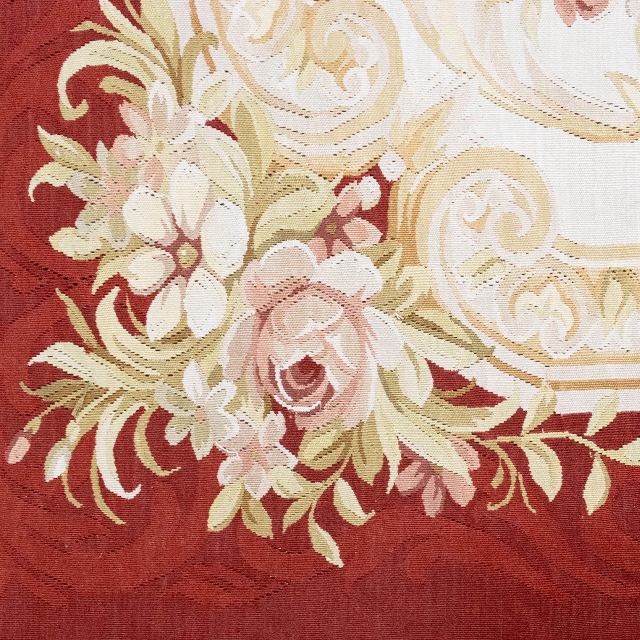 Unique Chinese Aubusson Handwoven Luxury Silk Red / Ivory For Sale 1