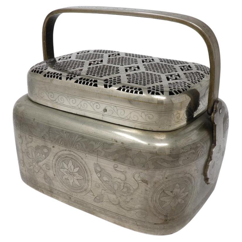 Antique Chinese Bai-tong Hand Warmer For Sale