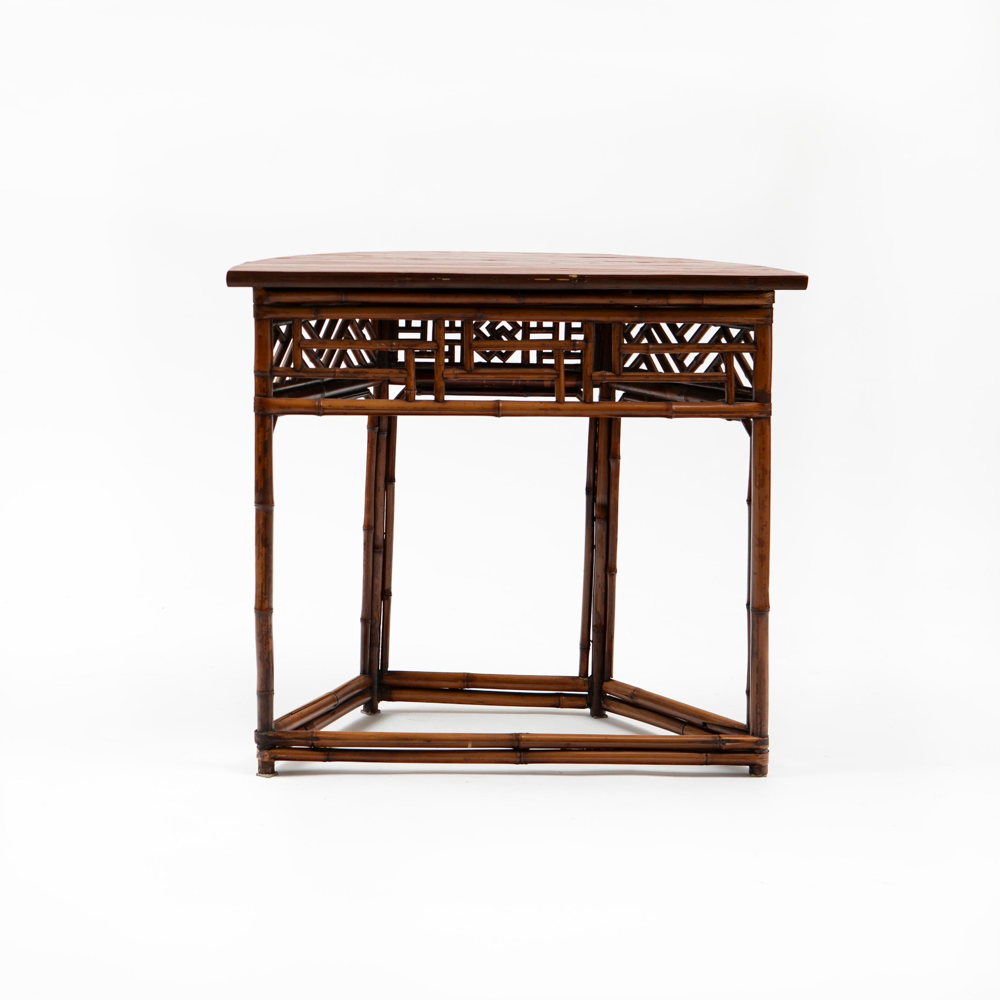 Qing Antique Chinese Bamboo Demilune Table For Sale