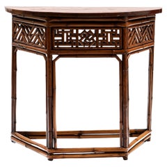 Antique Chinese Bamboo Demilune Table