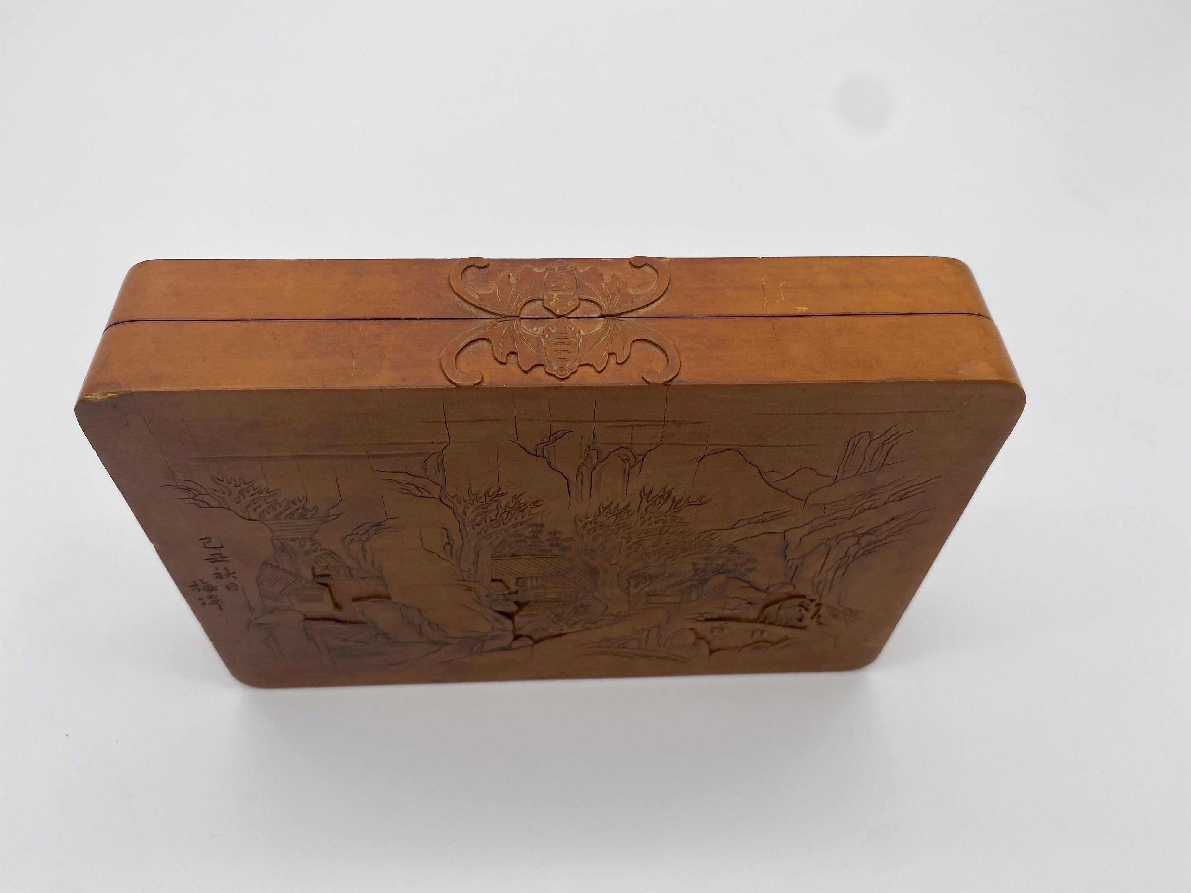 Antique Chinese Bamboo Yellow Box For Sale 7