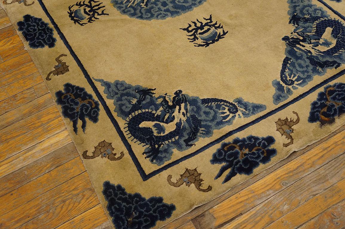 Wool Early 20th Century Chinese Baotou Dragon Carpet ( 3'10''x 6'2'' - 117 x 188 ) For Sale