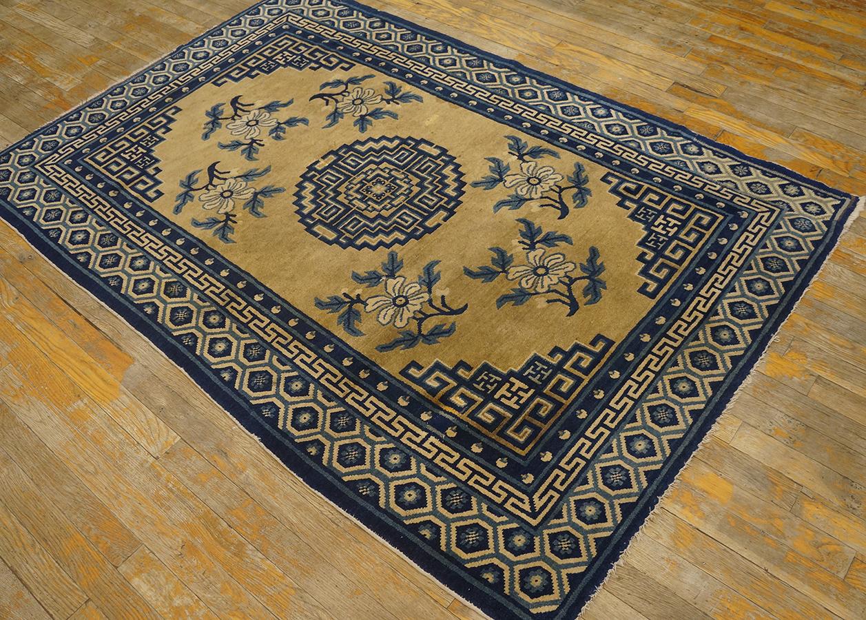 Hand-Knotted Antique Chinese Bao Tou Rug 4' 0'' x 6' 2'' For Sale