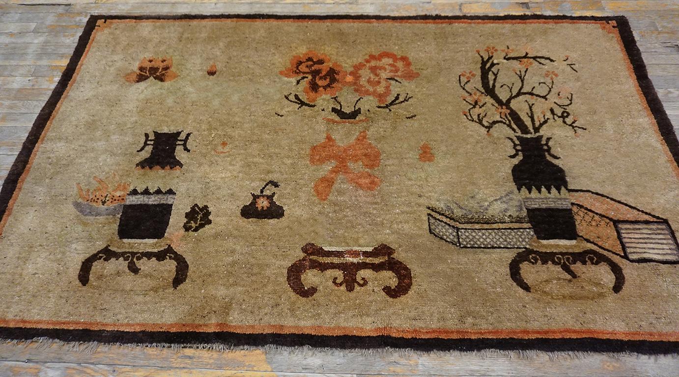 Tapis d'érudits chinois Baotou du début du 20e siècle 
4' x 6'9'' - 122 x 206 