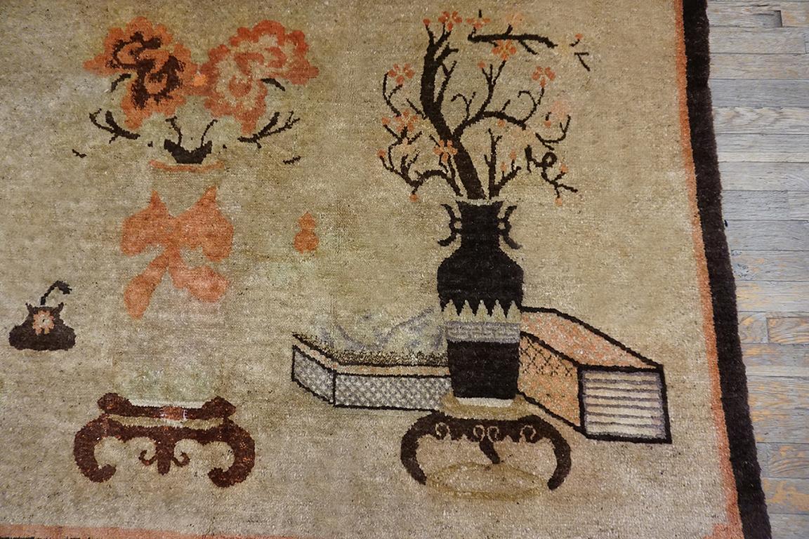 Early 20th Century N. Chinese Baotou Scholars Carpet ( 4' x 6'9'' - 122 x 206 ) For Sale 1