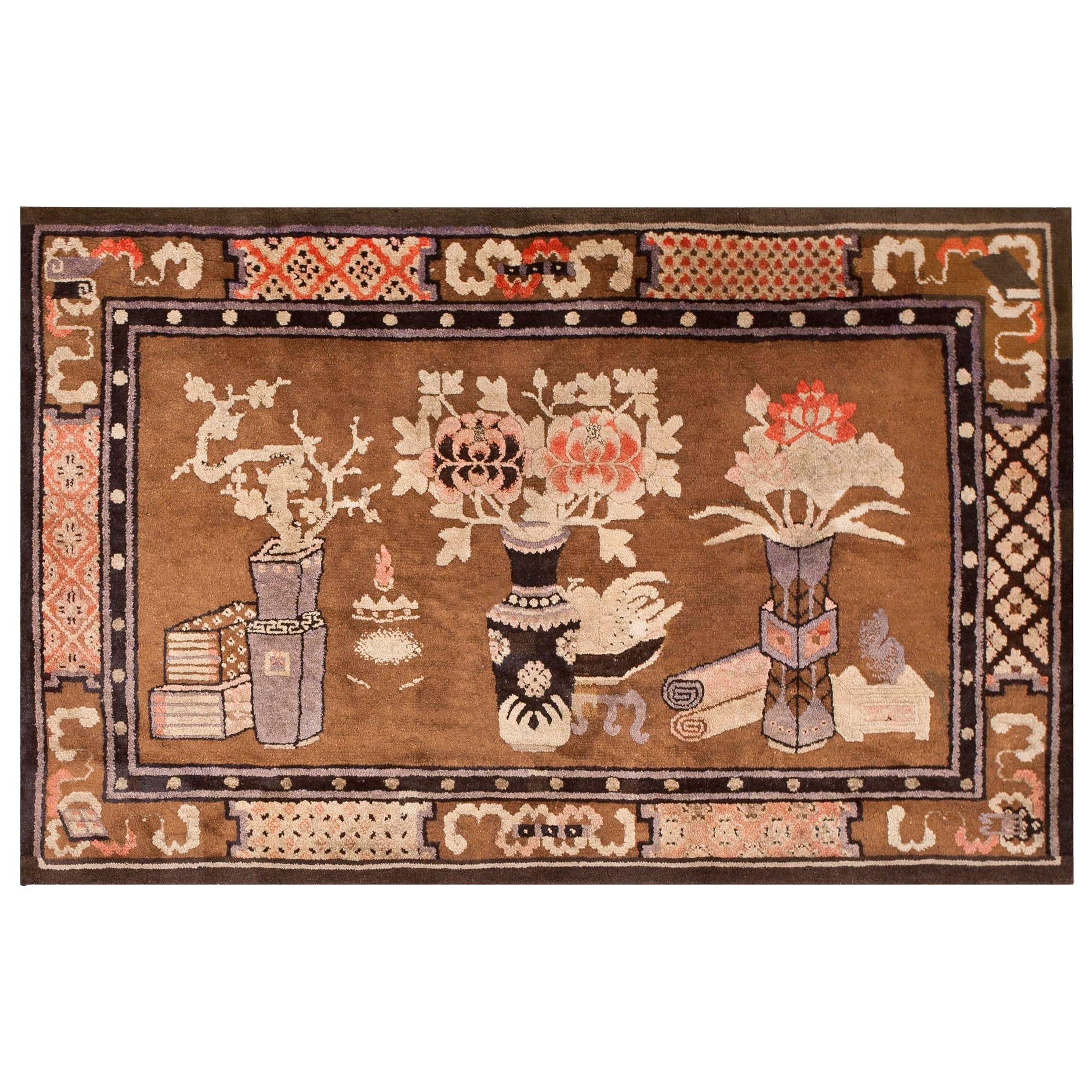 Tapis chinois ancien Bao Tou de 4 pieds 2 po. x 6 pieds 6 po. en vente
